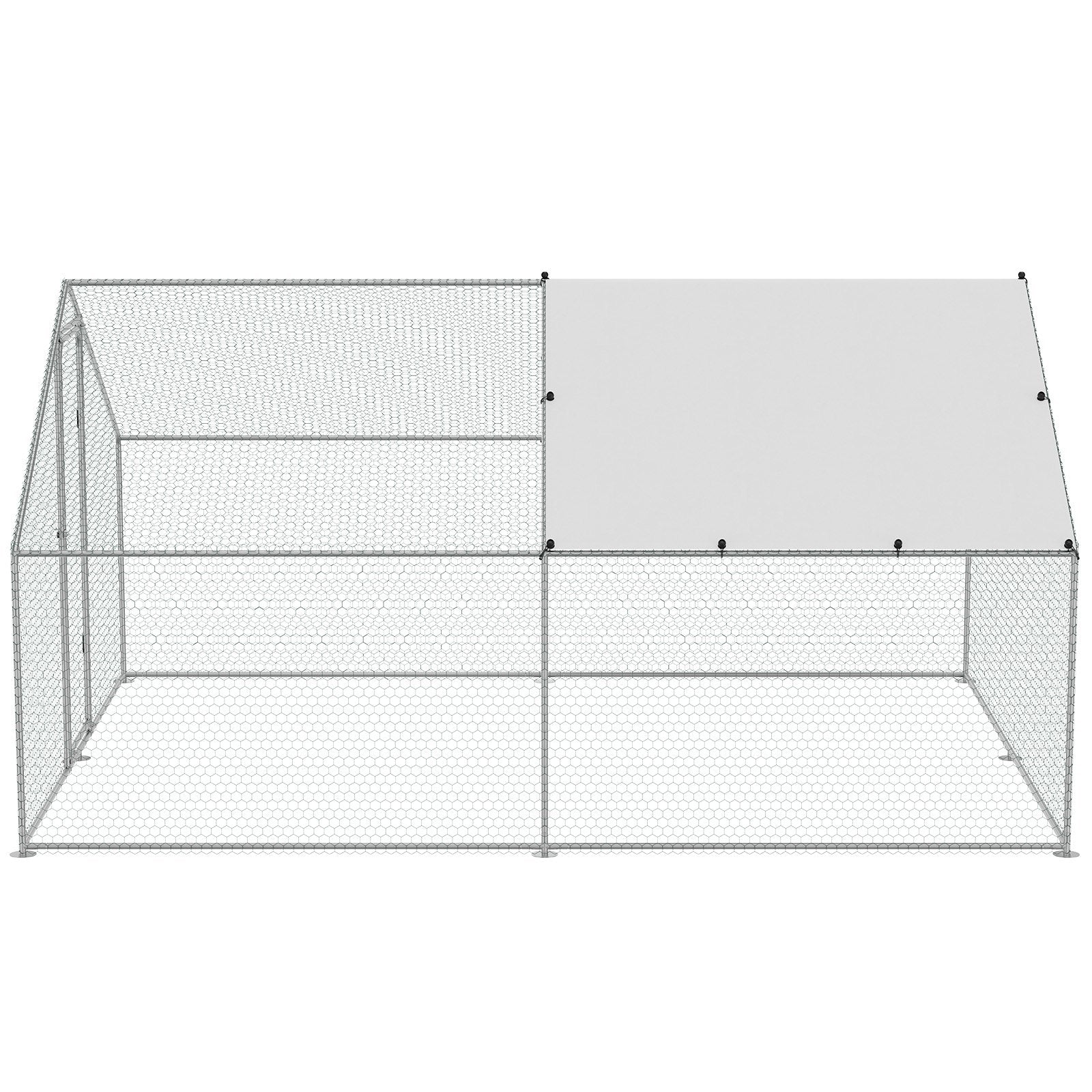 Large Metal Chicken Coop, 3x3.93x1.99 m Walk-in Chicken Runs for Yard with Cover, Spire Roof Hen House with Security Lock for Outdoor and Backyard, Farm, Duck Rabbit Cage Poultry Pen