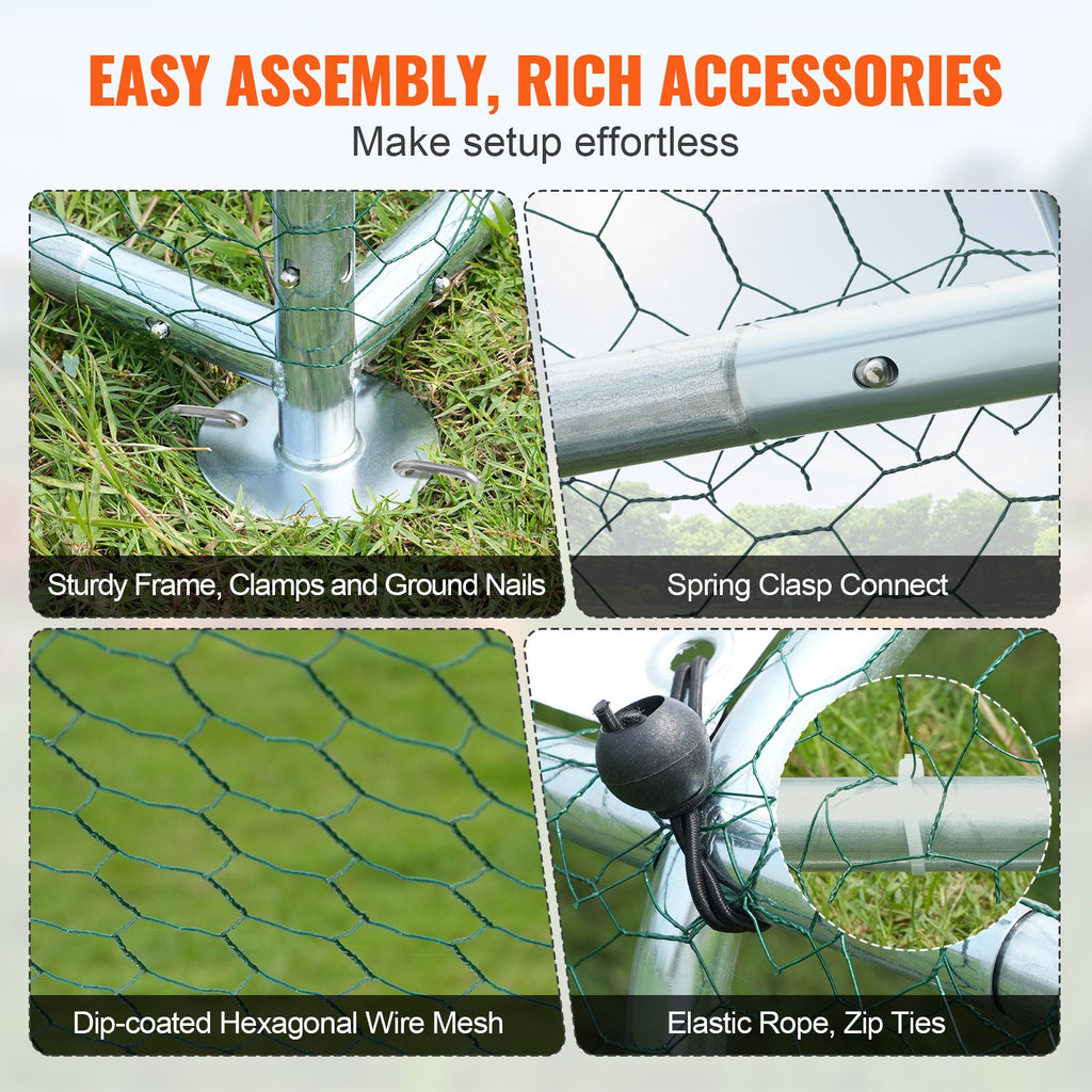 Large Metal Chicken Coop, 9.8x12.9x6.5 ft Walk in Chicken Run for Yard with Waterproof Cover, Doom Roof Hen House with Security Lock for Outdoor and Backyard, Farm, Duck Rabbit Cage Poultry Pen