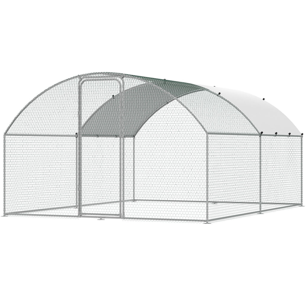 Large Metal Chicken Coop, 9.8x12.9x6.5 ft Walk in Chicken Run for Yard with Waterproof Cover, Doom Roof Hen House with Security Lock for Outdoor and Backyard, Farm, Duck Rabbit Cage Poultry Pen
