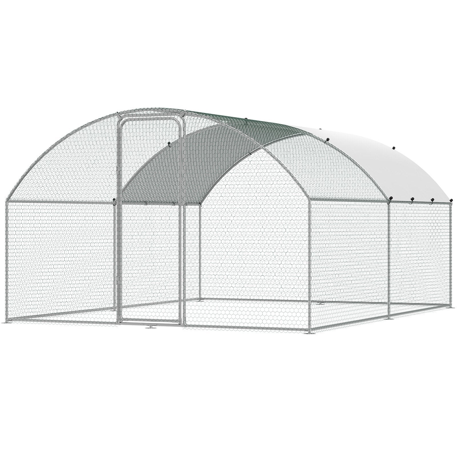 Large Metal Chicken Coop, 9.8x12.9x6.5 ft Walk in Chicken Run for Yard with Waterproof Cover, Doom Roof Hen House with Security Lock for Outdoor and Backyard, Farm, Duck Rabbit Cage Poultry Pen