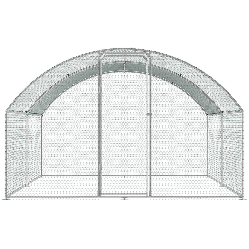Large Metal Chicken Coop, 9.8x12.9x6.5 ft Walk in Chicken Run for Yard with Waterproof Cover, Doom Roof Hen House with Security Lock for Outdoor and Backyard, Farm, Duck Rabbit Cage Poultry Pen