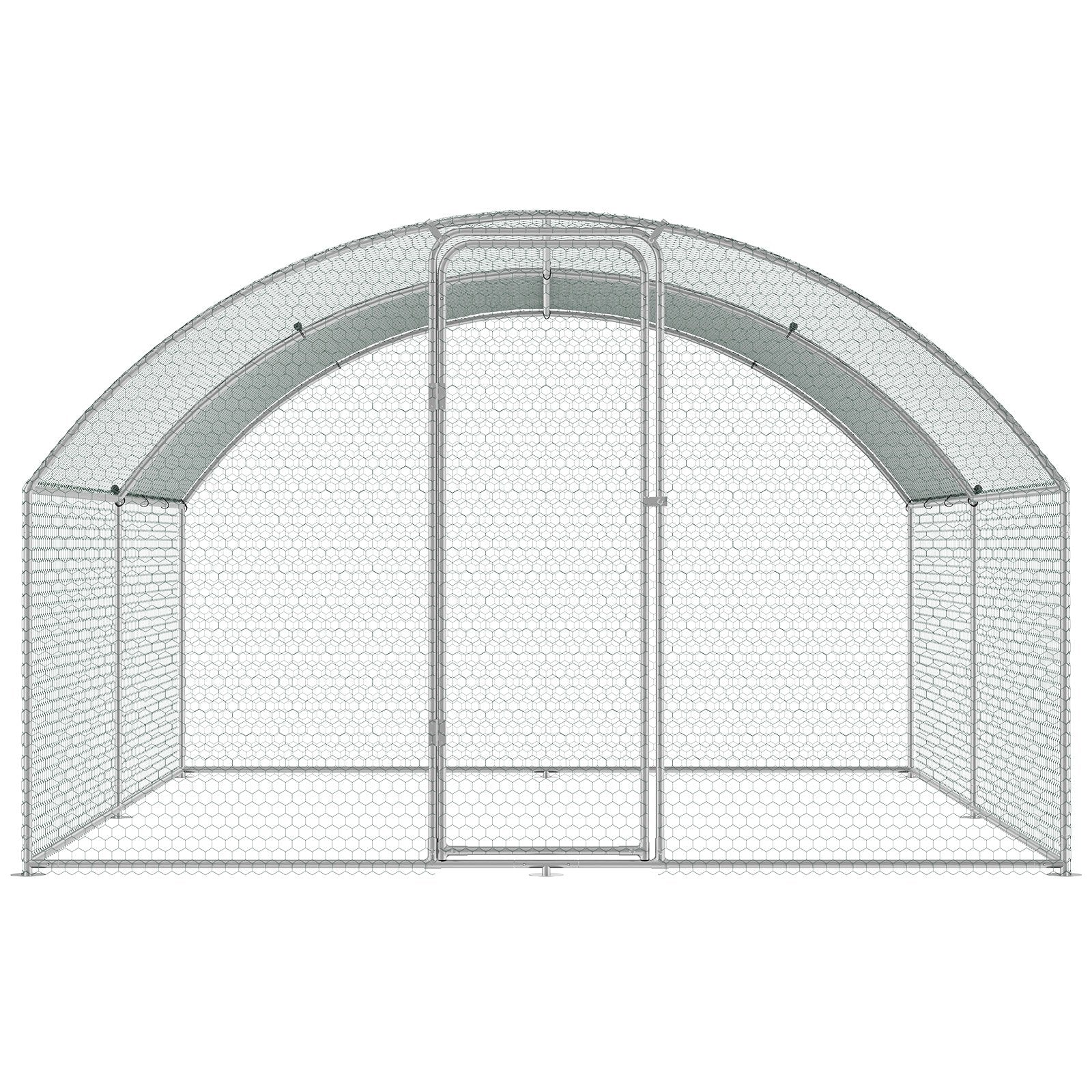 Large Metal Chicken Coop, 9.8x12.9x6.5 ft Walk in Chicken Run for Yard with Waterproof Cover, Doom Roof Hen House with Security Lock for Outdoor and Backyard, Farm, Duck Rabbit Cage Poultry Pen