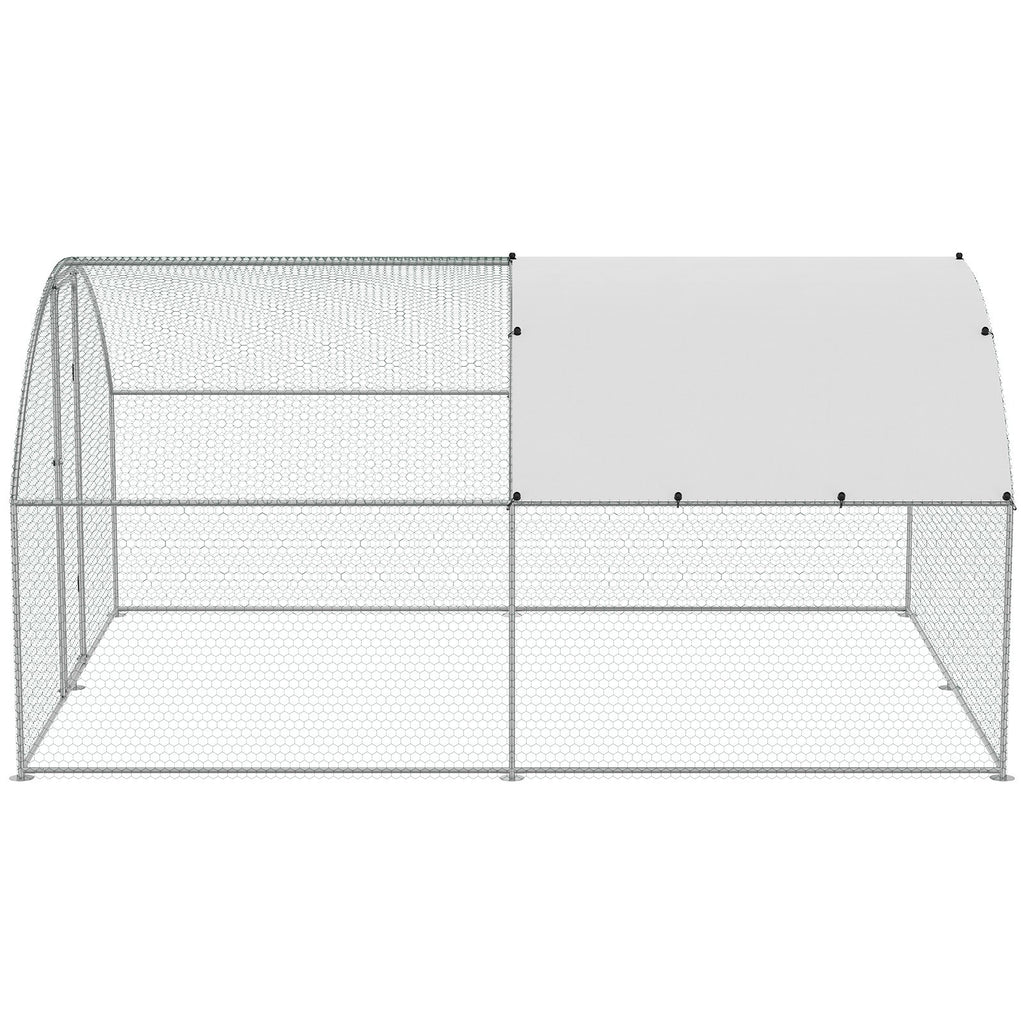 Large Metal Chicken Coop, 9.8x12.9x6.5 ft Walk in Chicken Run for Yard with Waterproof Cover, Doom Roof Hen House with Security Lock for Outdoor and Backyard, Farm, Duck Rabbit Cage Poultry Pen