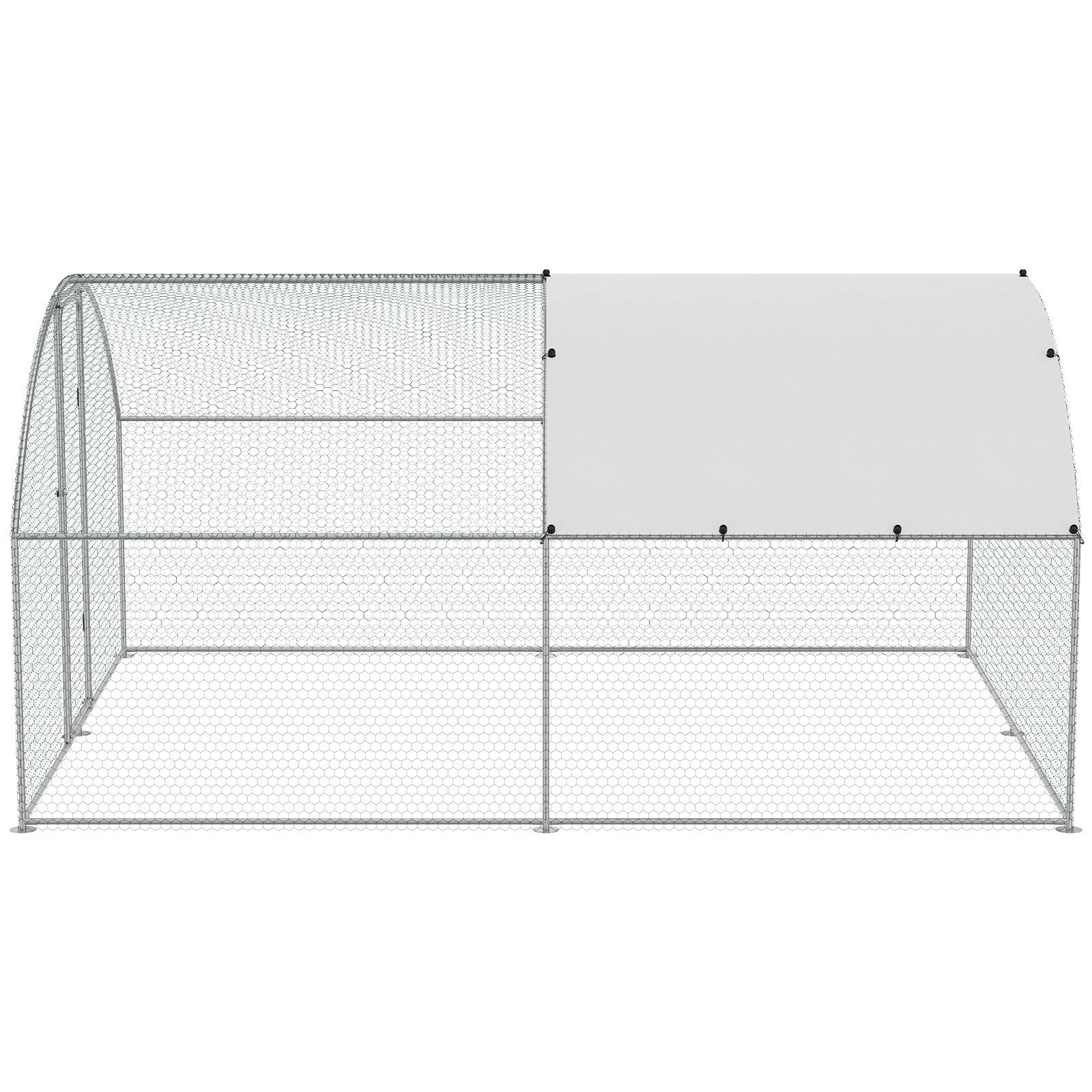 Large Metal Chicken Coop, 9.8x12.9x6.5 ft Walk in Chicken Run for Yard with Waterproof Cover, Doom Roof Hen House with Security Lock for Outdoor and Backyard, Farm, Duck Rabbit Cage Poultry Pen