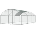 Large Metal Chicken Coop with Run, 9.8x19.3x6.5 ft Walk-in Chicken Runs for Yard with Cover, Doom Roof Hen House with Security Lock for Outdoor and Backyard, Farm, Duck Rabbit Cage Poultry Pen