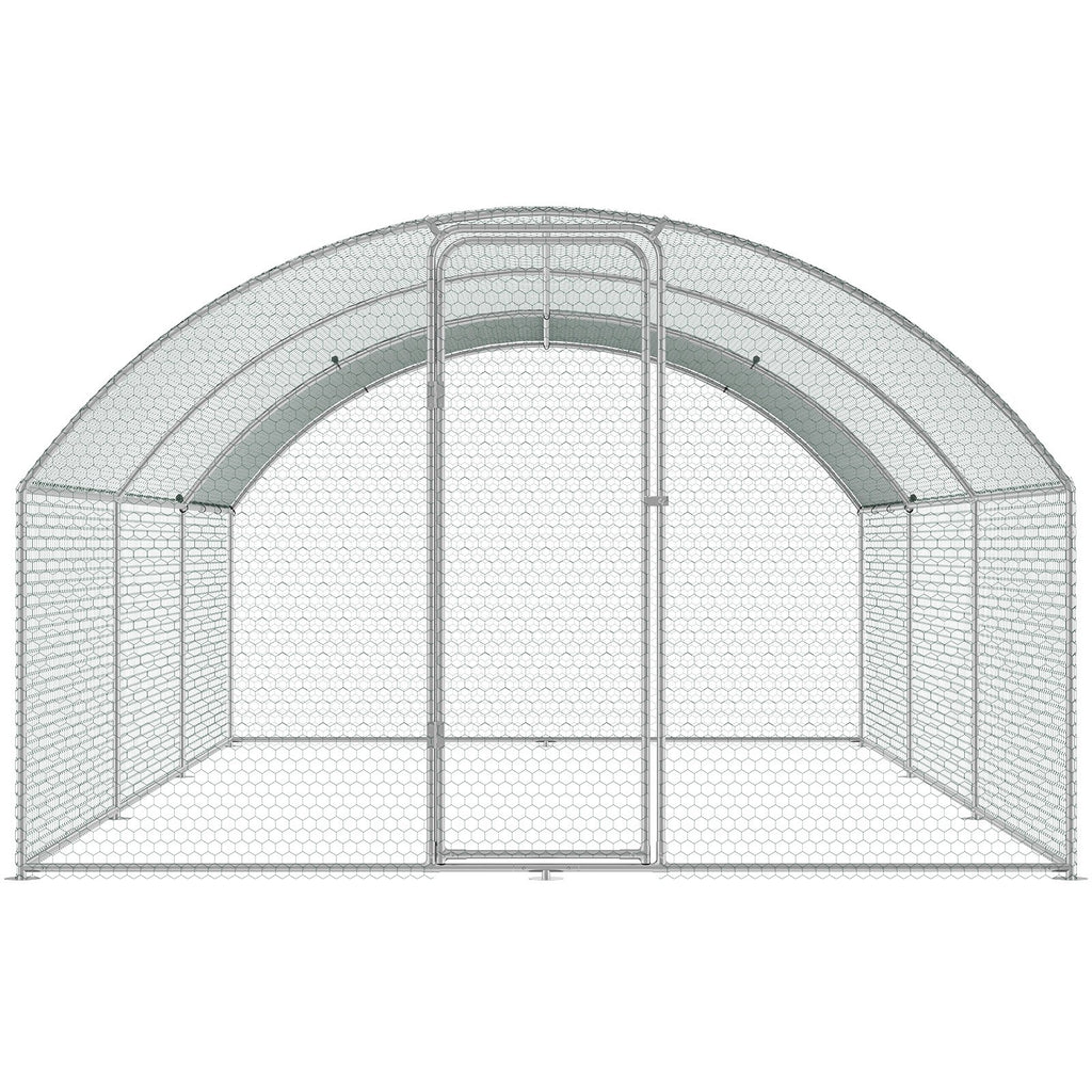 Large Metal Chicken Coop with Run, 9.8x19.3x6.5 ft Walk-in Chicken Runs for Yard with Cover, Doom Roof Hen House with Security Lock for Outdoor and Backyard, Farm, Duck Rabbit Cage Poultry Pen