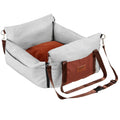 Dog Car Seat, Waterproof Dog Booster Seat for Car with Side Handles and A Storage Pocket, Clip-On Safety Leash and PP Cotton Filling, Dog Car Bed for Small Dog up to 11.3 kg, Gray