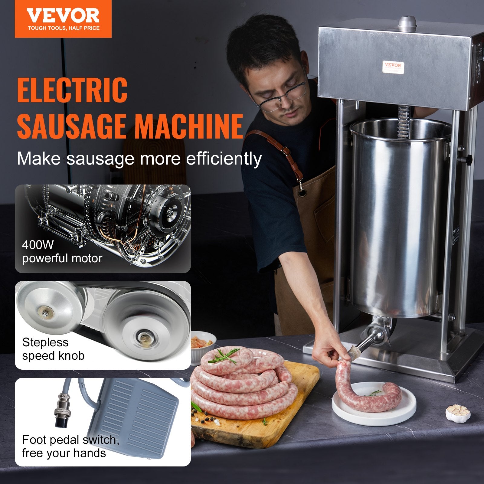 Electric Sausage Stuffer 25 L Vertical Meat Stuffer 304 Stainless Steel