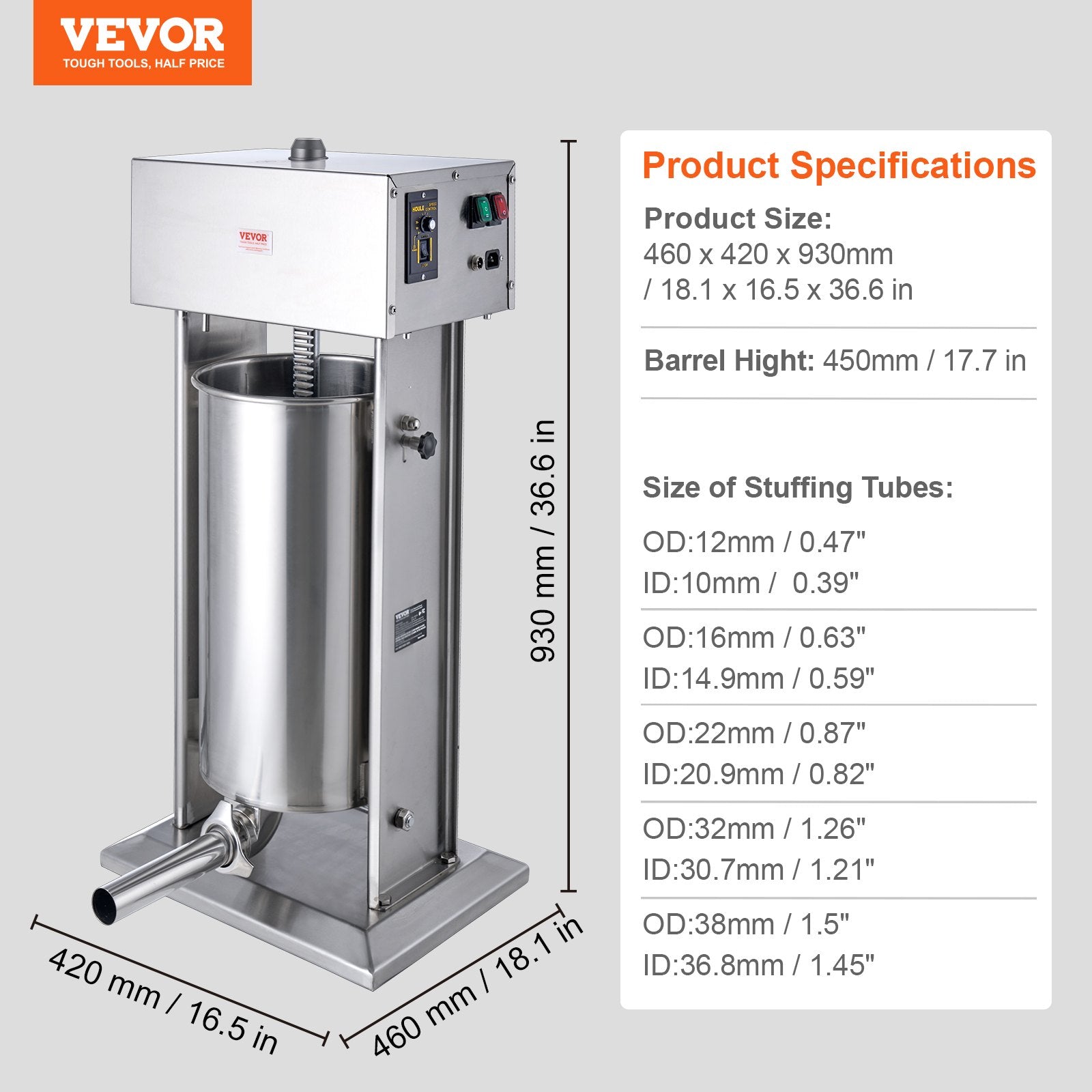Electric Sausage Stuffer 25 L Vertical Meat Stuffer 304 Stainless Steel