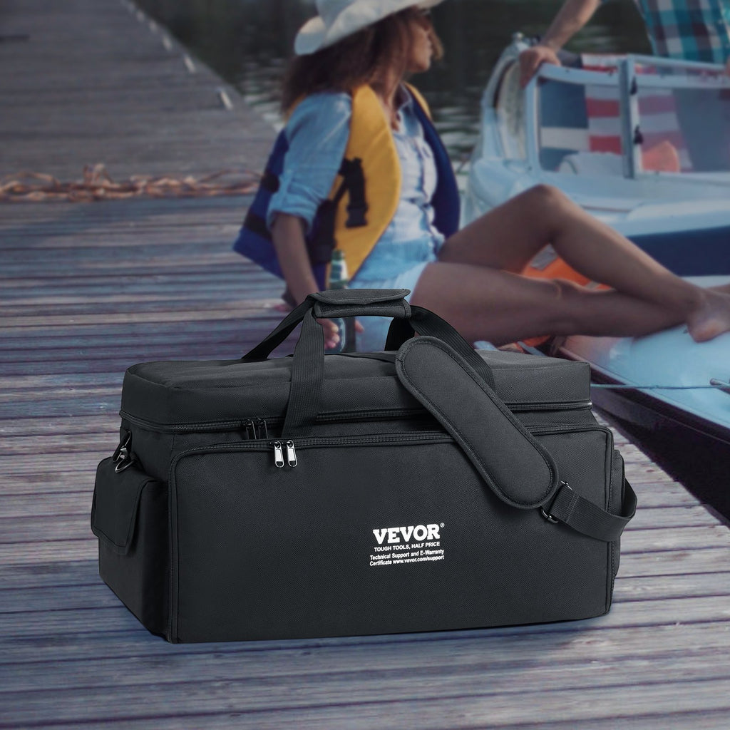 DJ Cable File Bag, 1200D Oxford Fabric, DJ Gig Bag with 9 Detachable Divider 4.92 ft Padded Shoulder Strap Plastic Bottom Pad, 600 x 300 x 325 mm DJ Wire Bag for DJ Gear Musical Accessories