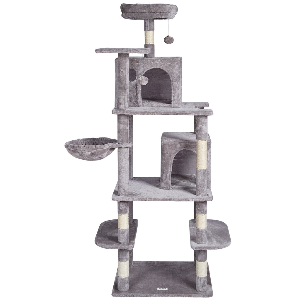 Cat Tree 174 cm Cat Tower with Cat Condos Sisal Scratching Post Light Grey