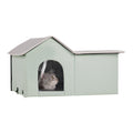 Heated Cat House, Outdoor Kitty Shelter with Adjustable Temperature and Timer, 600D Oxford Cloth Foldable Cat Shelter with Heated Pad for Winter to Stay Warm and Cozy, Green (Large)