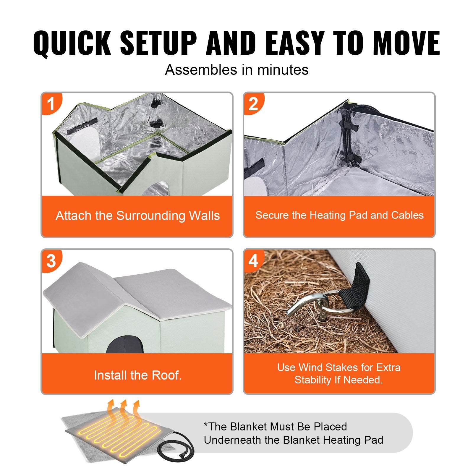 Heated Cat House, Outdoor Kitty Shelter with Adjustable Temperature and Timer, 600D Oxford Cloth Foldable Cat Shelter with Heated Pad for Winter to Stay Warm and Cozy, Green (Large)
