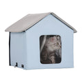 Heated Cat House, Outdoor Kitty Shelter with Timer, 600D Oxford Cloth Foldable Cat Shelter with Heated Pad  for Winter to Stay Warm and Cozy, Blue (Small)