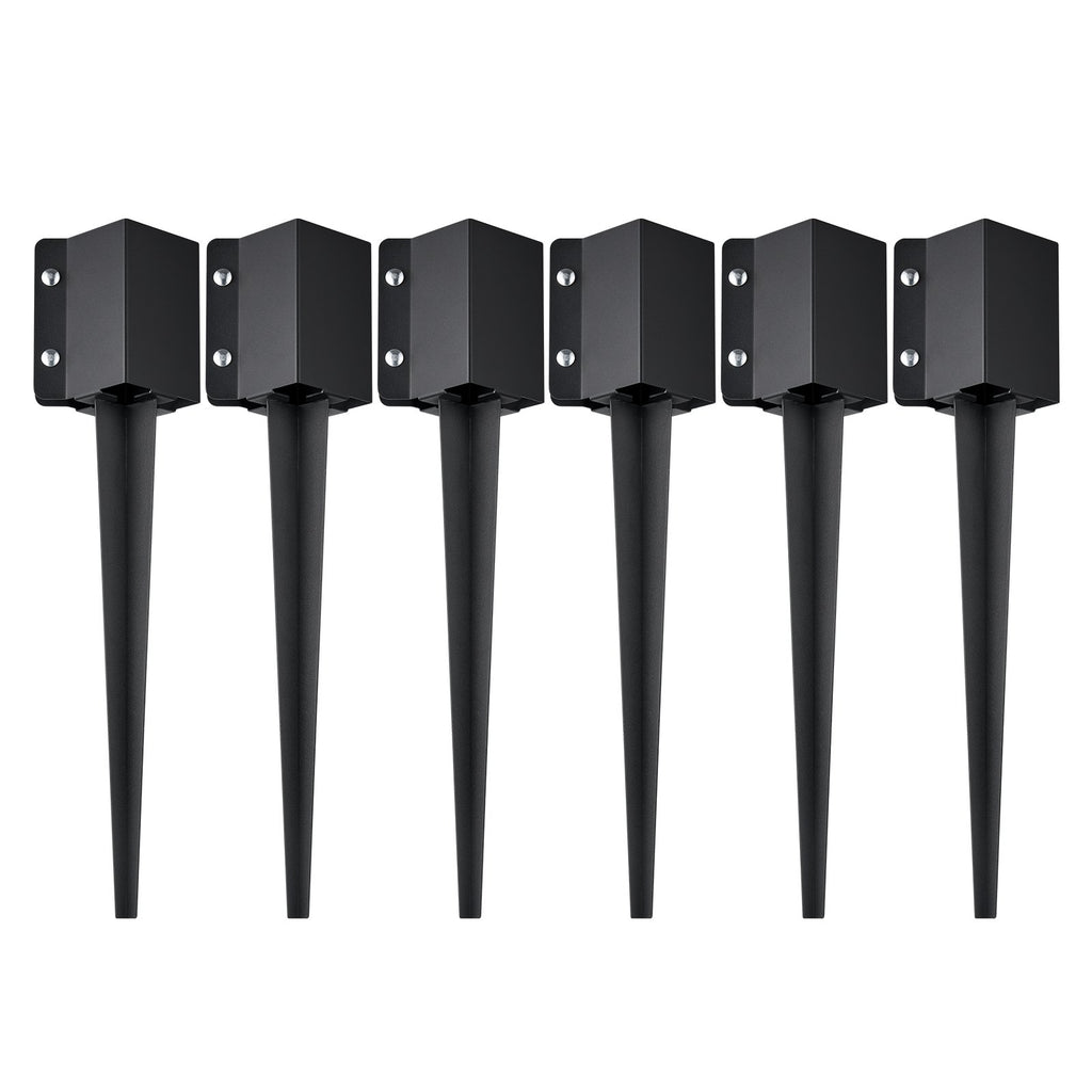 Fence Post Anchor Ground Spike 6 Pack 24 x 4 x 4 In Metal Fence Stakes
