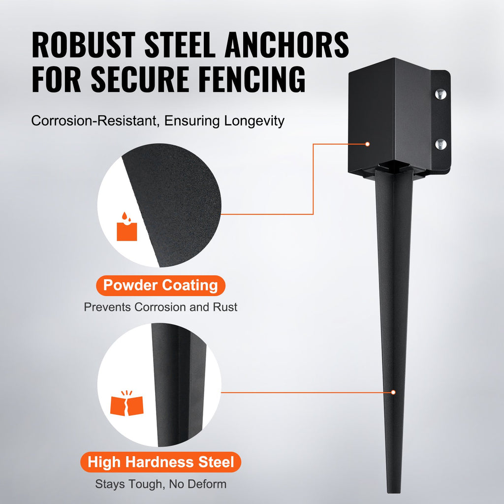 Fence Post Anchor Ground Spike 6 Pack 24 x 4 x 4 In Metal Fence Stakes