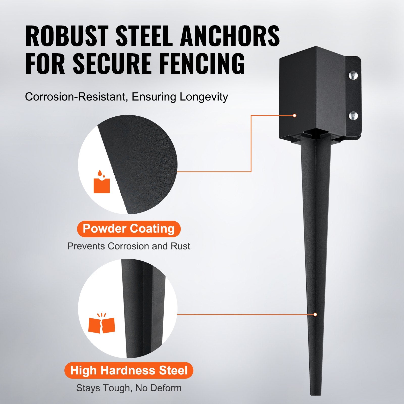 Fence Post Anchor Ground Spike 6 Pack 24 x 4 x 4 In Metal Fence Stakes