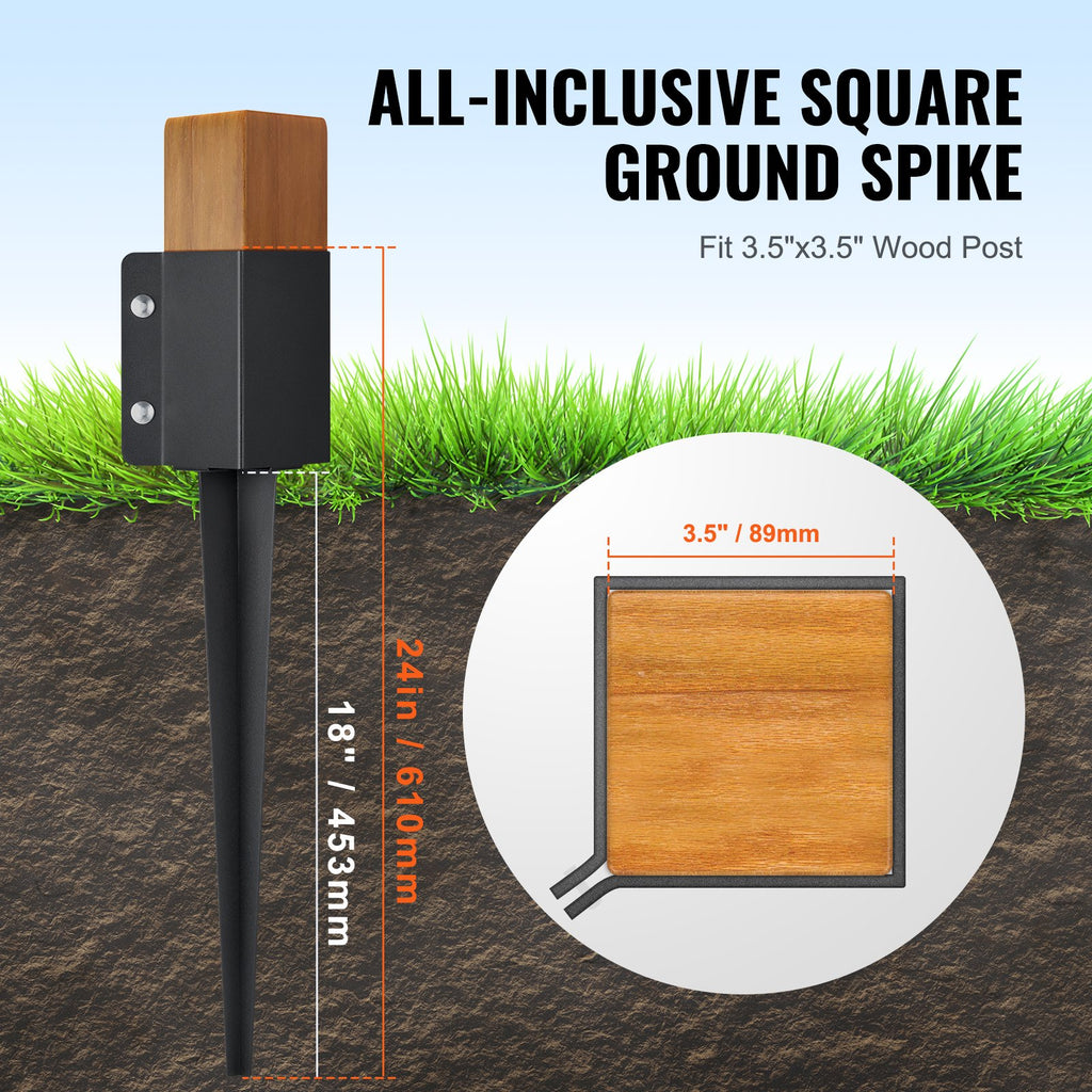 Fence Post Anchor Ground Spike 6 Pack 24 x 4 x 4 In Metal Fence Stakes