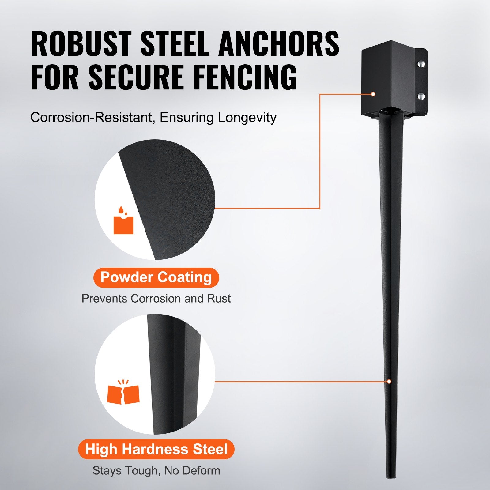 Fence Post Anchor Ground Spike 4 Pack 36 x 4 x 4 In Metal Fence Stakes
