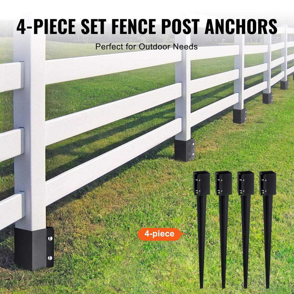 Fence Post Anchor Ground Spike 4 Pack 36 x 4 x 4 In Metal Fence Stakes