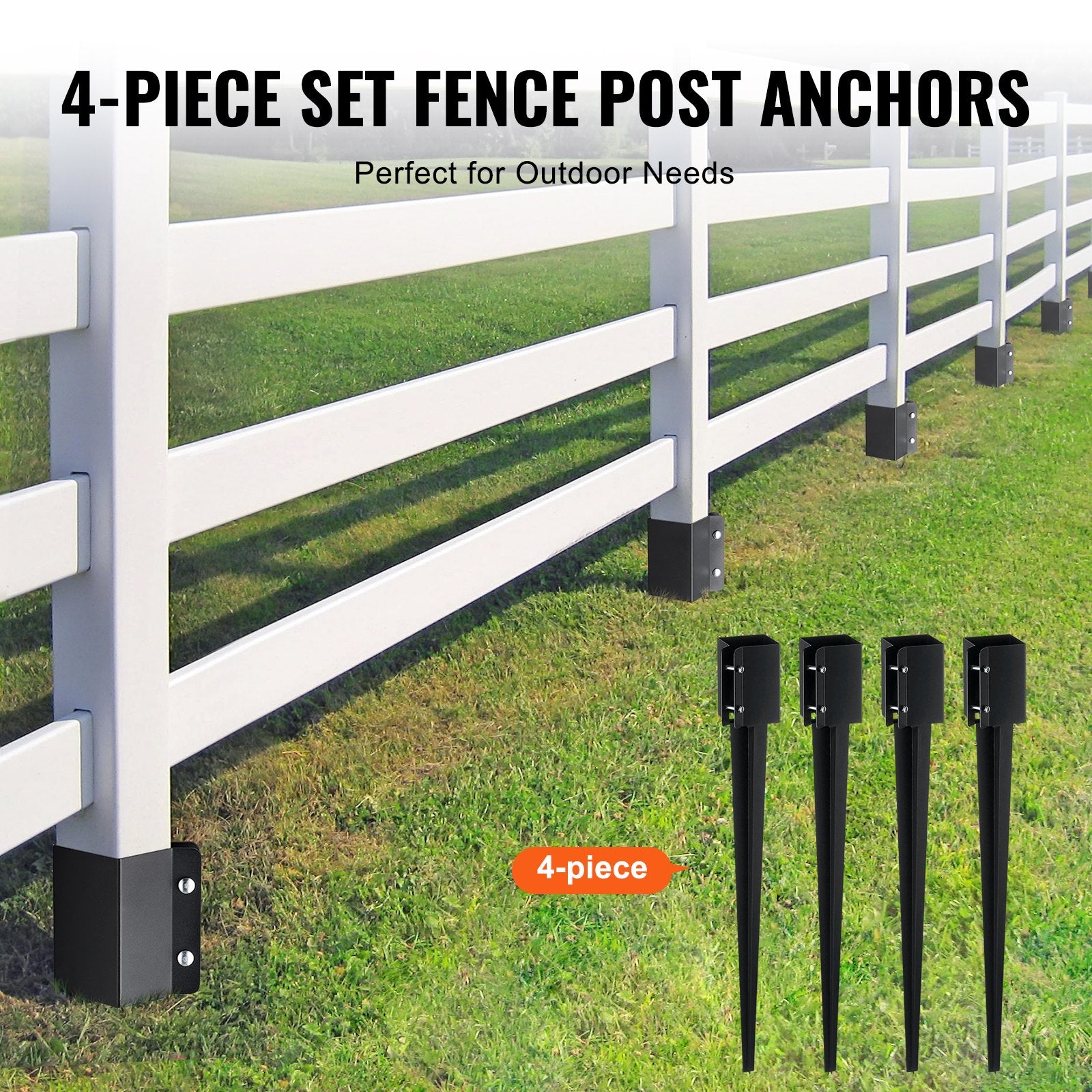 Fence Post Anchor Ground Spike 4 Pack 36 x 4 x 4 In Metal Fence Stakes