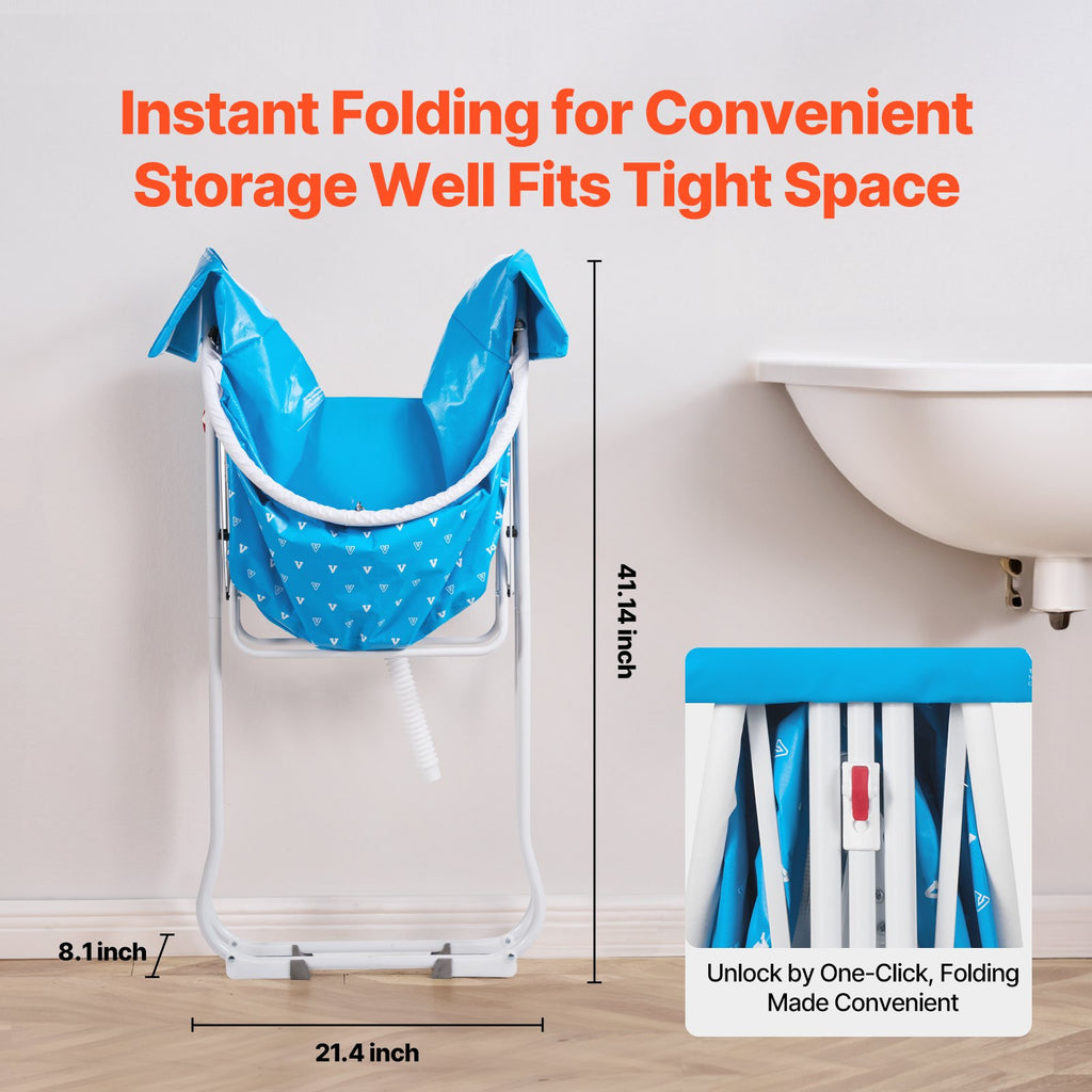 Portable Dog Bathtub, Elevated & Foldable Space-saving Pet Shower Station with Quick Drainage, Bathing Tub for Washing & Grooming Small and Medium Size Dogs and Cats Indoor & Outdoor, Light Blue