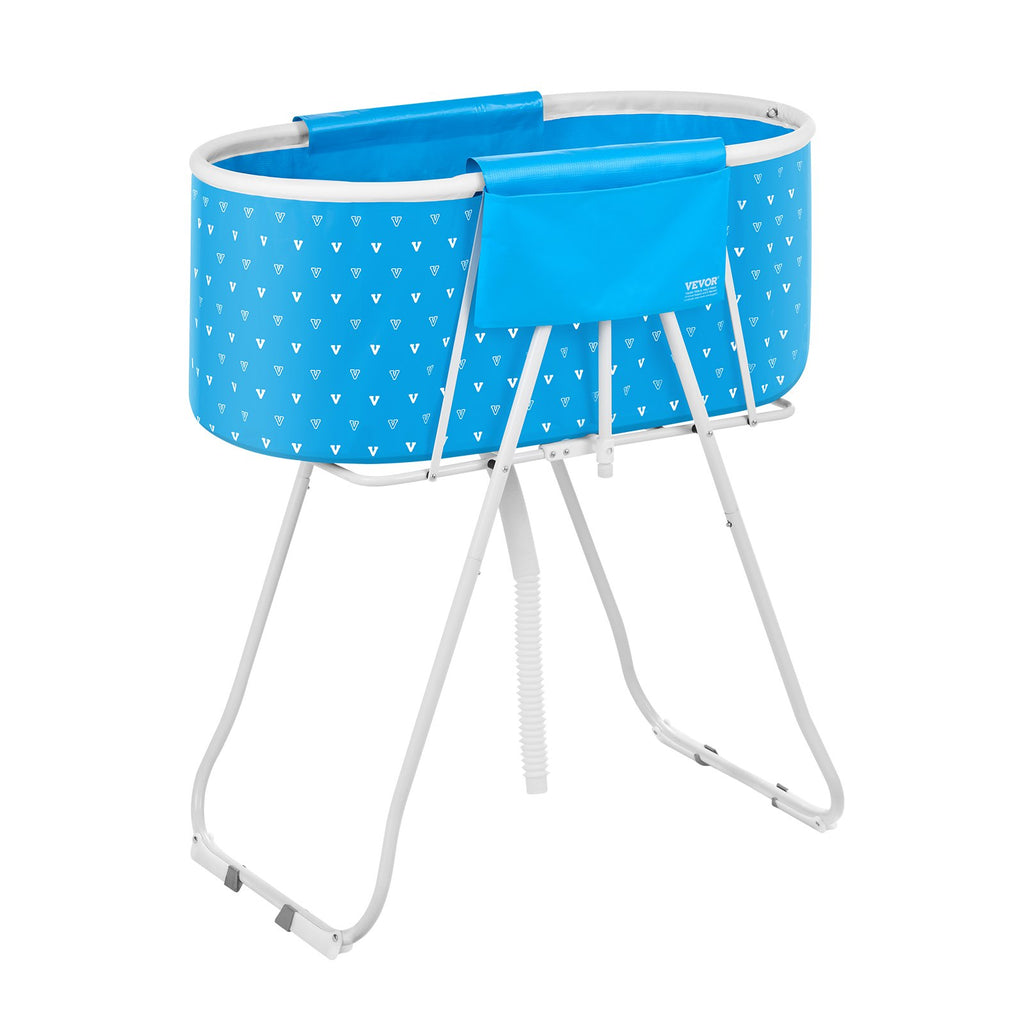 Portable Dog Bathtub, Elevated & Foldable Space-saving Pet Shower Station with Quick Drainage, Bathing Tub for Washing & Grooming Small and Medium Size Dogs and Cats Indoor & Outdoor, Light Blue