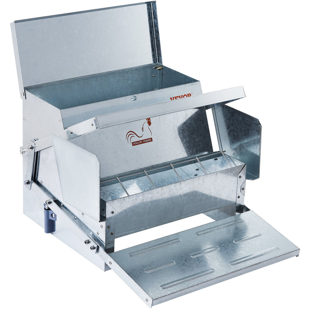 Automatic Chicken Feeder Galvanized Steel Poultry Feeder 25 lb 10 Chickens