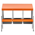 Chicken Nesting Boxes, 3 Compartments, with Support Legs, Easy Egg Collection, Galvanized Steel and High-Strength Plastic, Roll Away Nesting Boxes for Chickens and Hens Laying Eggs, Orange