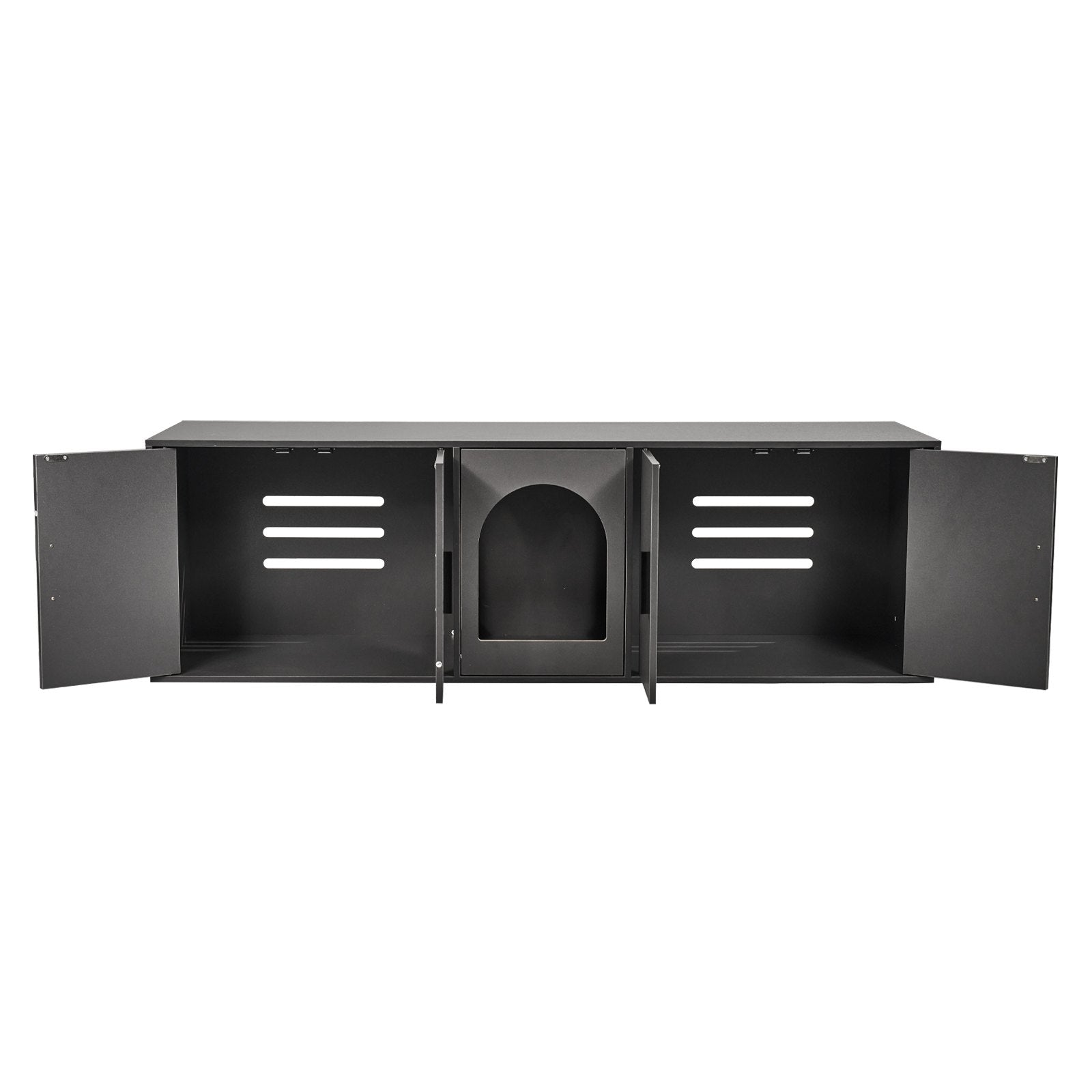 Cat Litter Box Enclosure Wooden Litter Box Furniture Hidden 57.9" Black