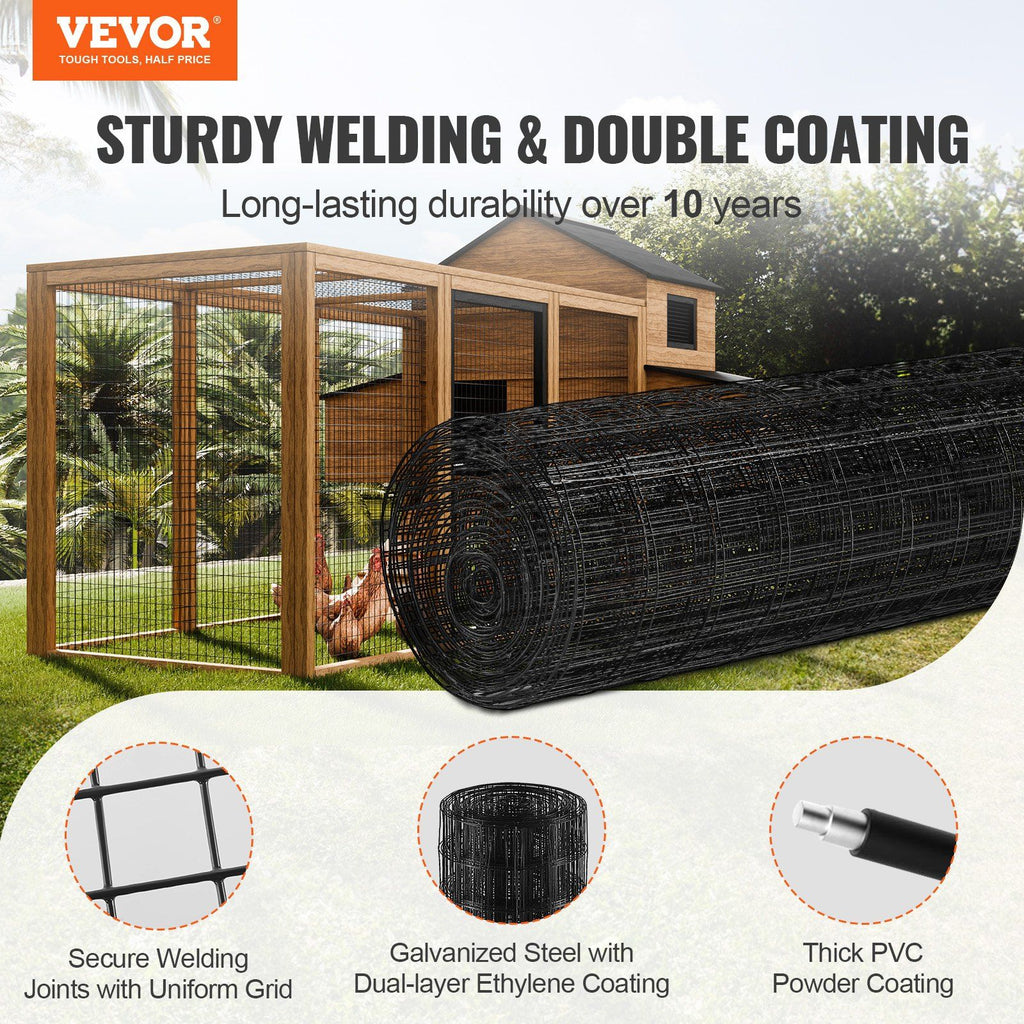 Hardware Cloth, 36'' x 50' Galvanized Wire Mesh Roll, 16 Gauge Chicken Wire Fence Roll, Vinyl Coating Metal Wire Mesh for Chicken Coop Barrier, Rabbit Snake Fences, Poultry Enclosures