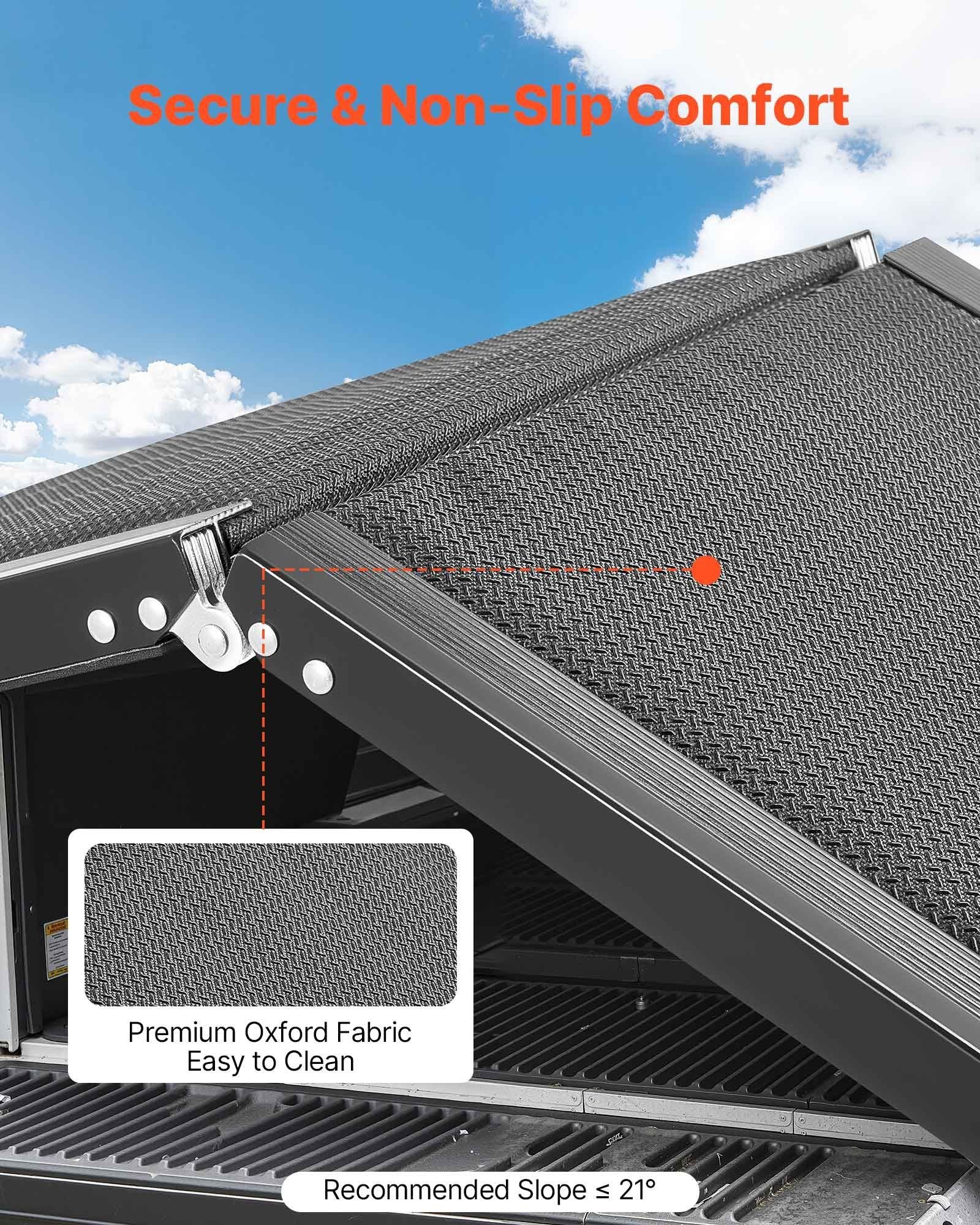 Dog Ramp for Cars, 1800 × 432 mm, Folding Pet Ramps for Medium & Large Dogs up to 113 kg, Pet Stair Ramp with Non-Slip Oxford Fabric Surface, Portable Outdoor Dog Car Ramps for SUV & Truck