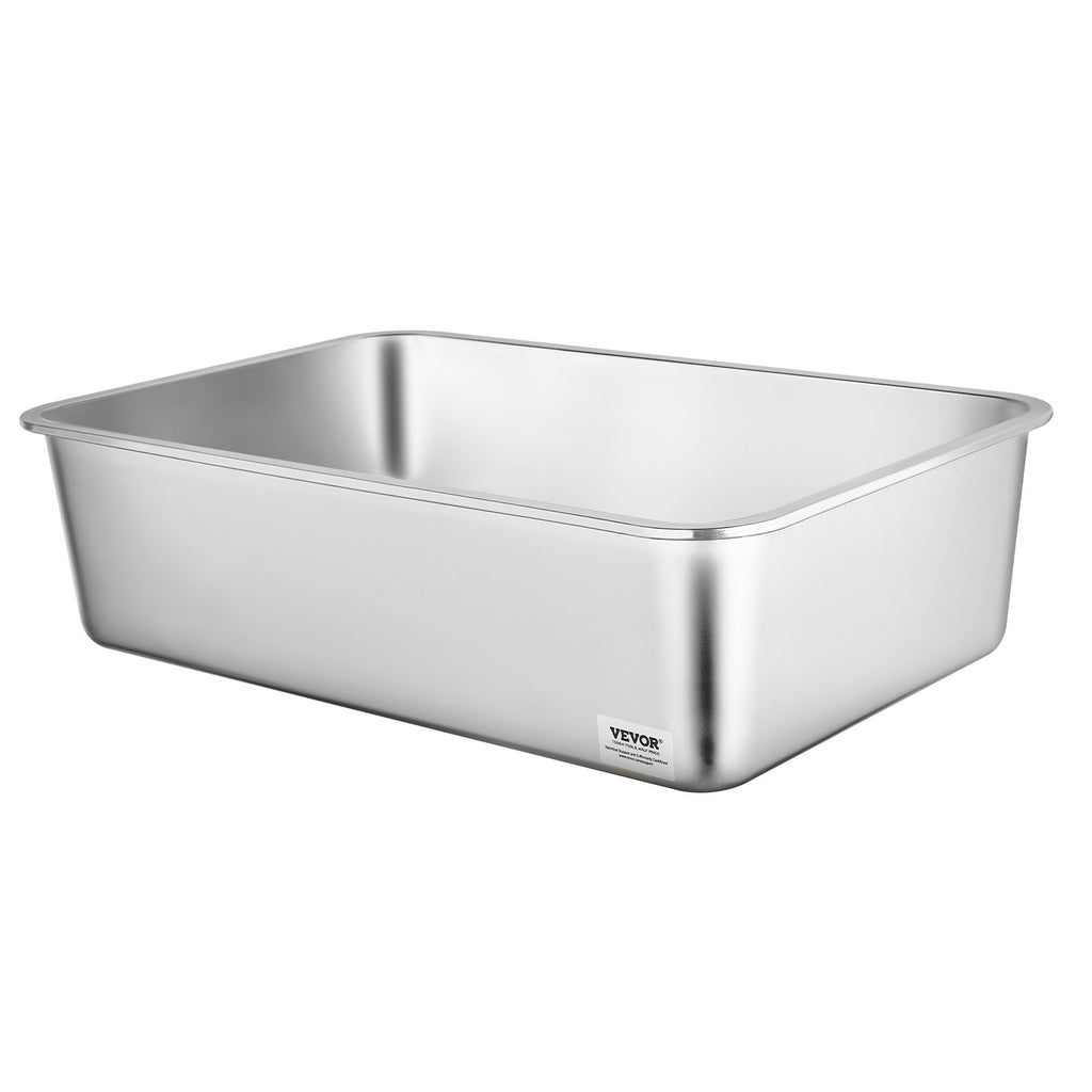 Cat Litter Box, 152 mm Deep, XL Extra Large Stainless Steel Cat Litter Box with Scoop, Wide Filtering Foot Board & High Sides, Enclosed Odor-Free Easy-to-Clean Litter Box, Fit for Big Cats