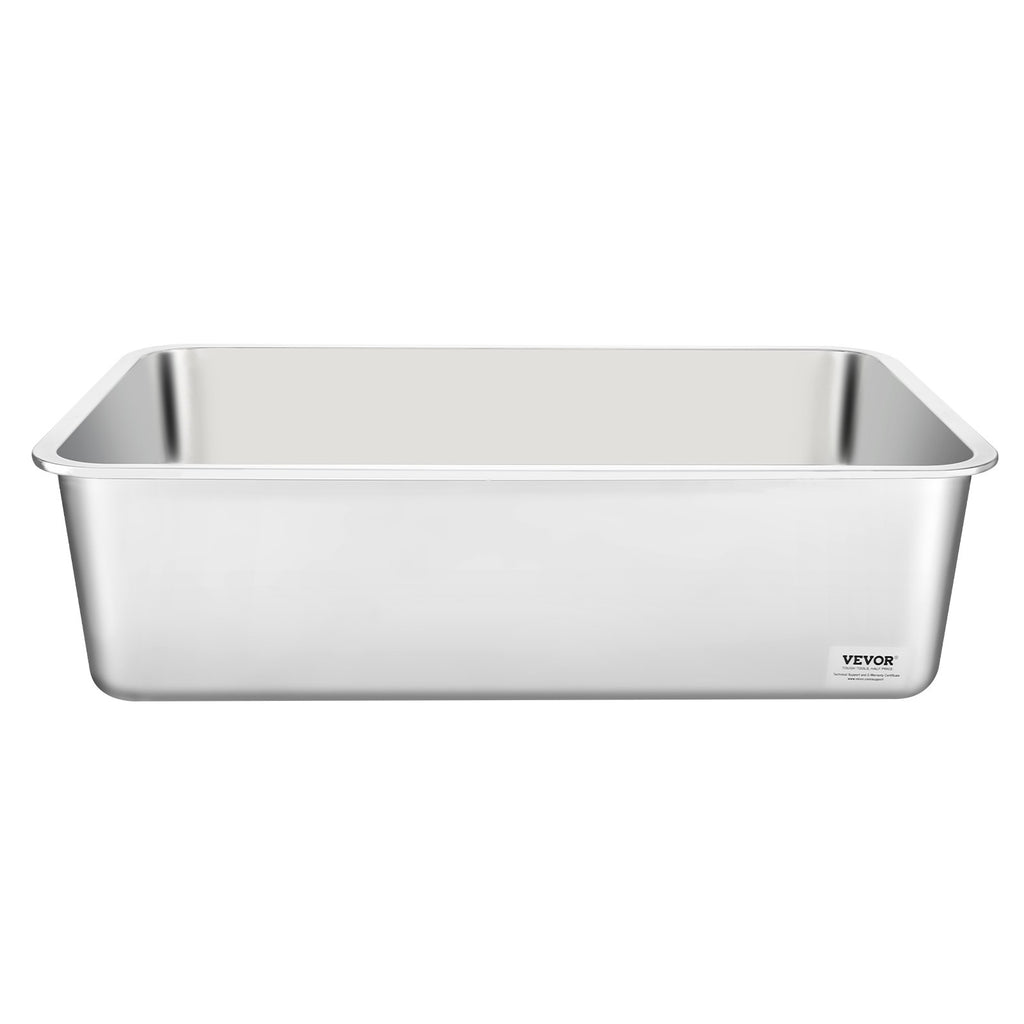 Cat Litter Box, 152 mm Deep, XL Extra Large Stainless Steel Cat Litter Box with Scoop, Wide Filtering Foot Board & High Sides, Enclosed Odor-Free Easy-to-Clean Litter Box, Fit for Big Cats
