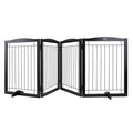 Free Standing Dog Gate 32x96.5 inch Freestanding Pet Gate Foldable Brown