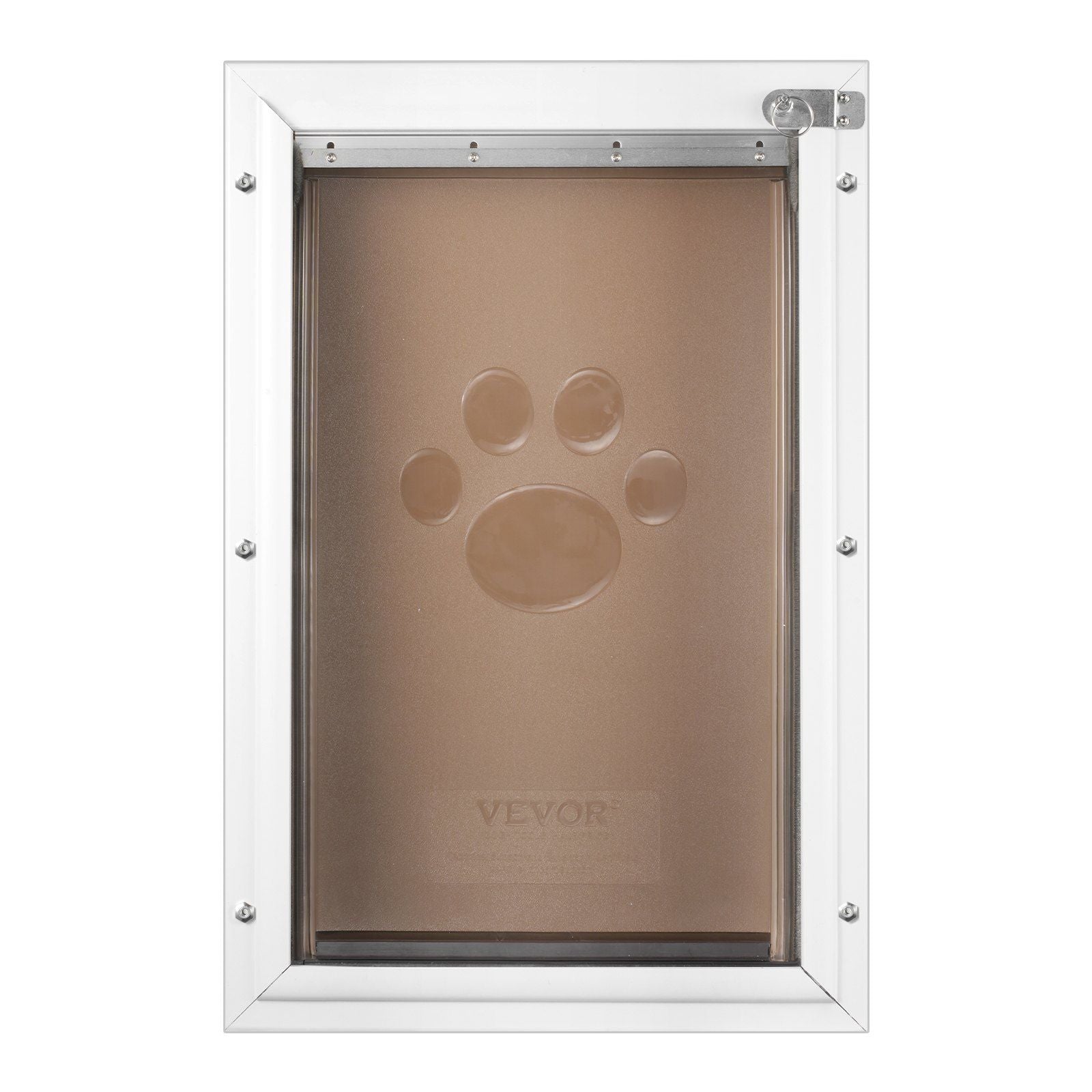 Pet Door, 21 x 30.3 cm Aluminum Frame with Lock and Flap System, Weatherproof Doggy Door, Easy to Install in Interior or Exterior Doors, Pet Door Suitable for Cat Doggie Kitties (White-Small)