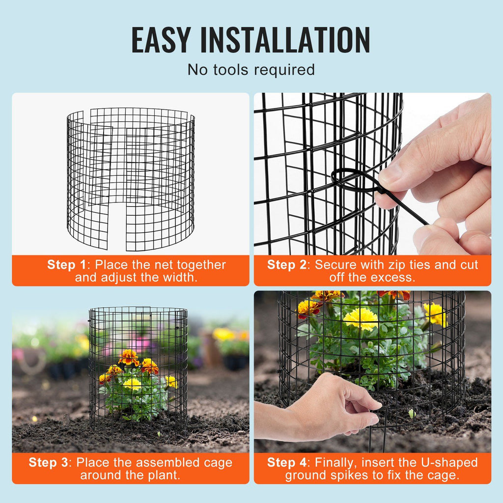 6 Pack Plant Protector from Animals, 320mm Dia. x 355mm H Chicken Wire Plant Protector, Plant Cages for Outdoor Plants, Flowers & Vegetables, Keeps Bunny Chicken Squirrels Out, 18pcs Metal Mesh