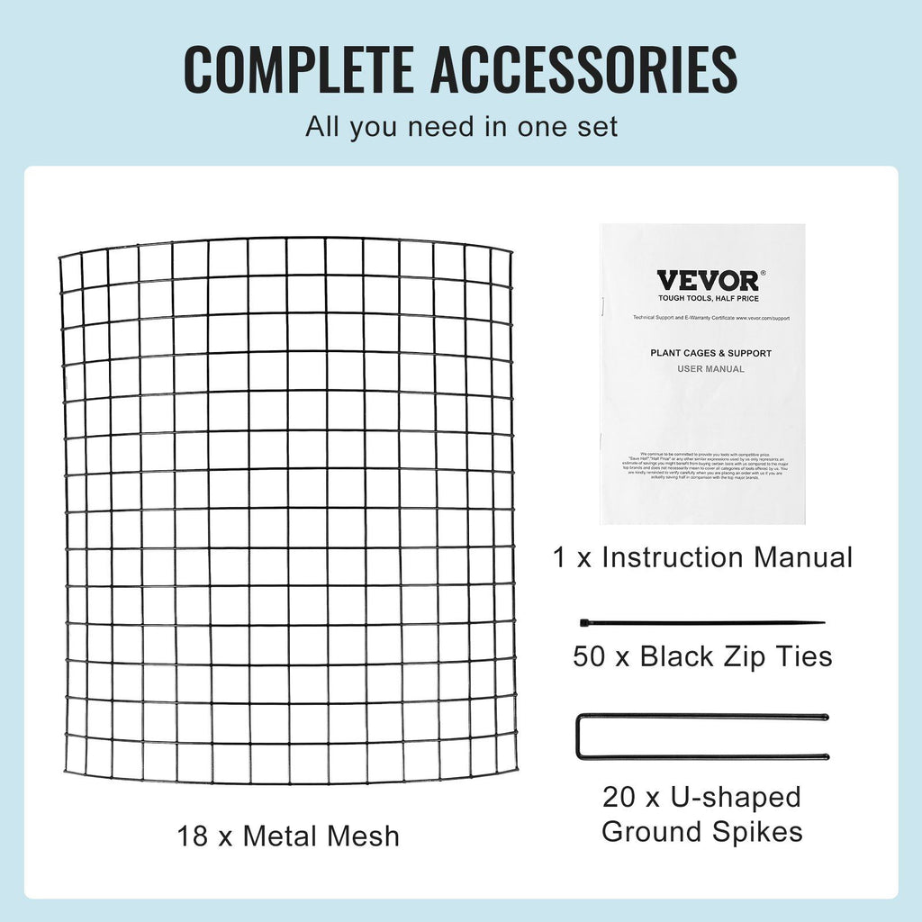 6 Pack Plant Protector from Animals, 320mm Dia. x 355mm H Chicken Wire Plant Protector, Plant Cages for Outdoor Plants, Flowers & Vegetables, Keeps Bunny Chicken Squirrels Out, 18pcs Metal Mesh