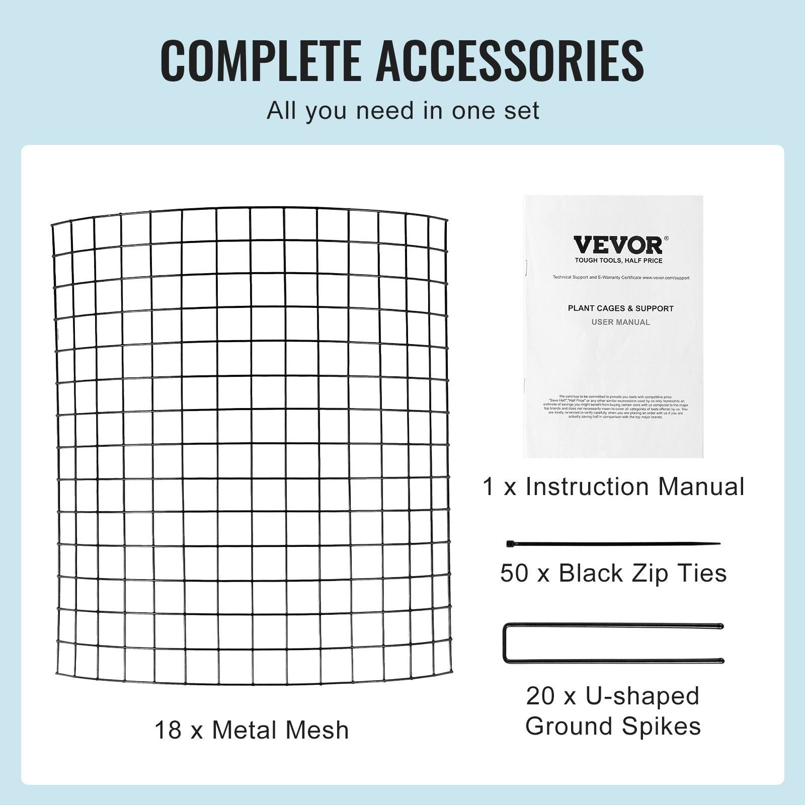 6 Pack Plant Protector from Animals, 320mm Dia. x 355mm H Chicken Wire Plant Protector, Plant Cages for Outdoor Plants, Flowers & Vegetables, Keeps Bunny Chicken Squirrels Out, 18pcs Metal Mesh