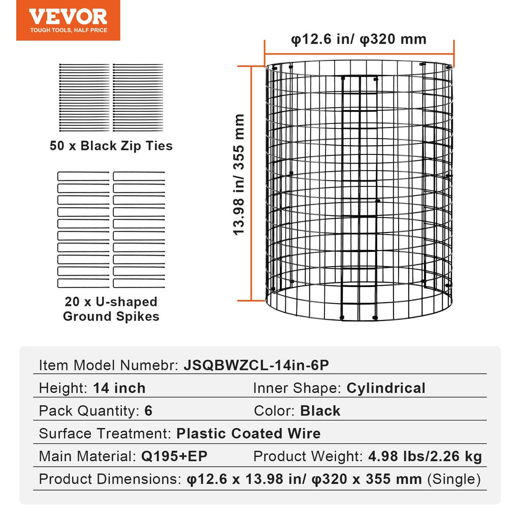 6 Pack Plant Protector from Animals, 320mm Dia. x 355mm H Chicken Wire Plant Protector, Plant Cages for Outdoor Plants, Flowers & Vegetables, Keeps Bunny Chicken Squirrels Out, 18pcs Metal Mesh