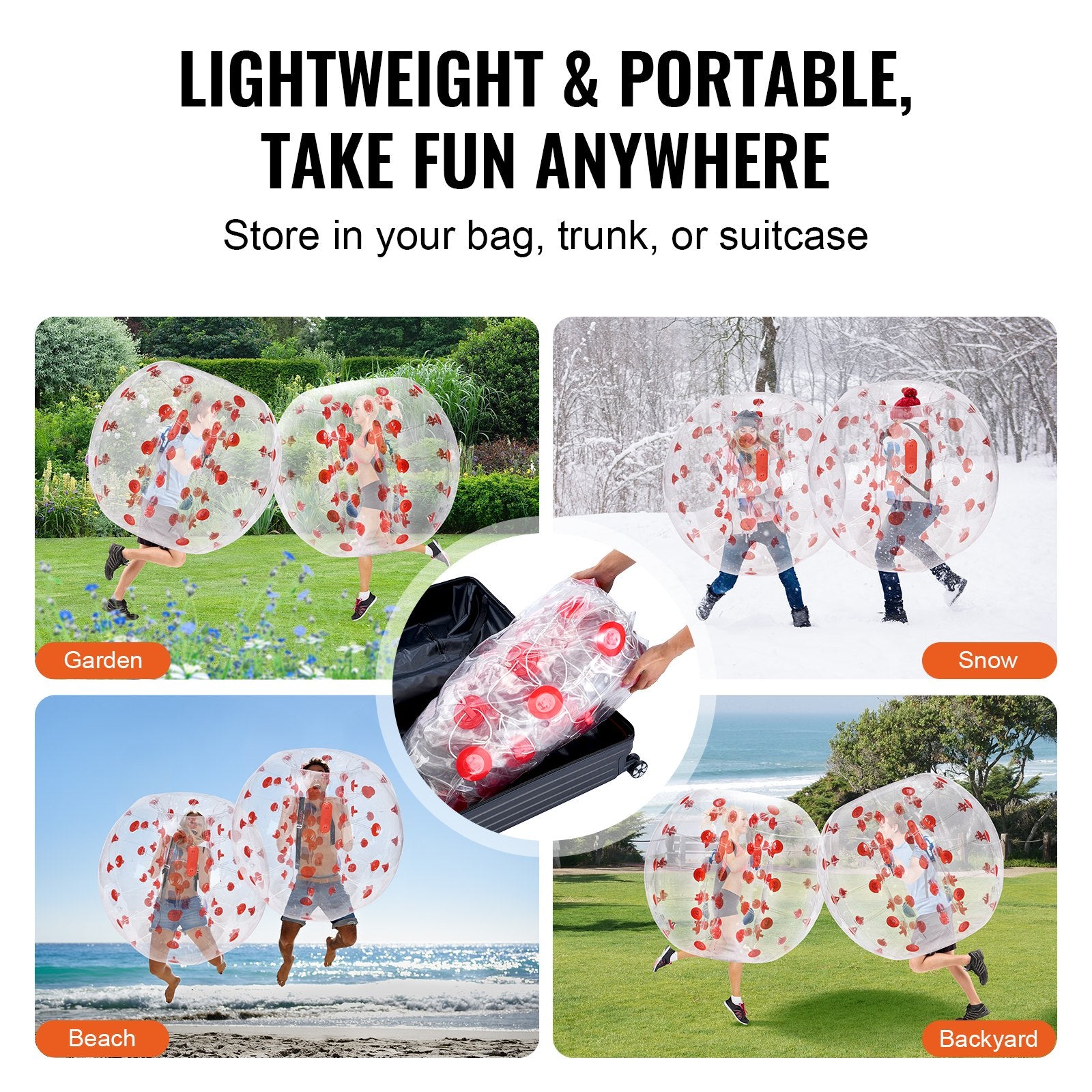Inflatable Bumper Ball 1-Pack, 4FT/1.2M Body Sumo Zorb Balls for Teen & Adult, 0.8mm Thick PVC Human Hamster Bubble Balls for Outdoor Team Gaming Play, Bumper Bopper Toys for Garden, Yard, Park