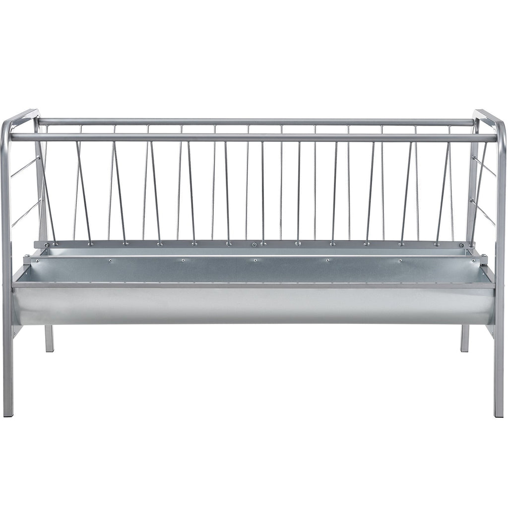 Livestock Hay Feeder, 2 in 1 Grain & Hay Feeder, 80-Gallon Capacity Pasture Feeder, 59" Long Goat Hay Feeder with Deeper Feeding Pan, Heavy Duty Steel Grain & Hay Holder for Sheep Farms Sheds