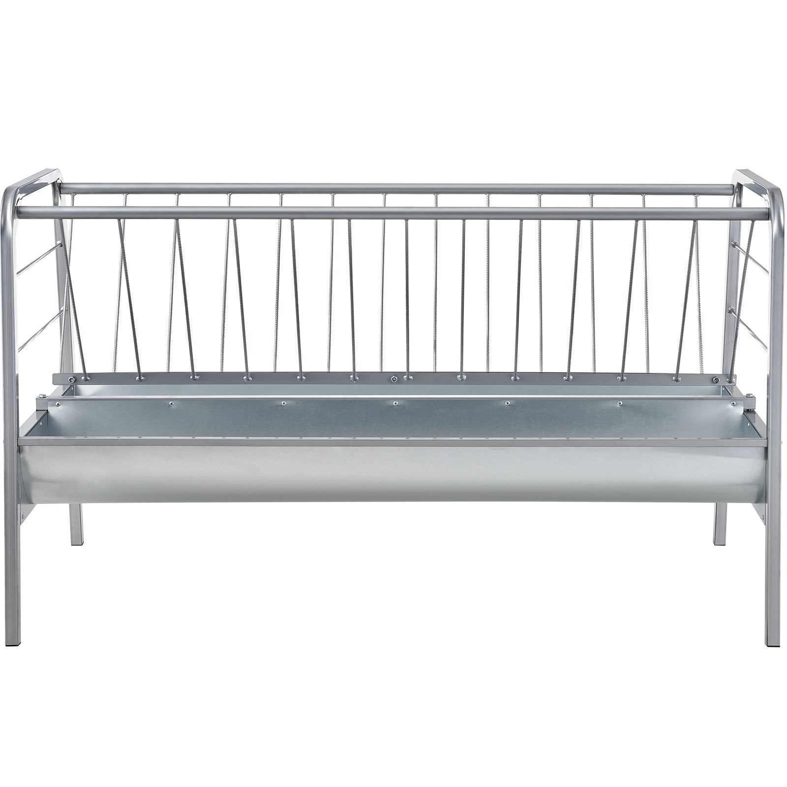 Livestock Hay Feeder, 2 in 1 Grain & Hay Feeder, 80-Gallon Capacity Pasture Feeder, 59" Long Goat Hay Feeder with Deeper Feeding Pan, Heavy Duty Steel Grain & Hay Holder for Sheep Farms Sheds