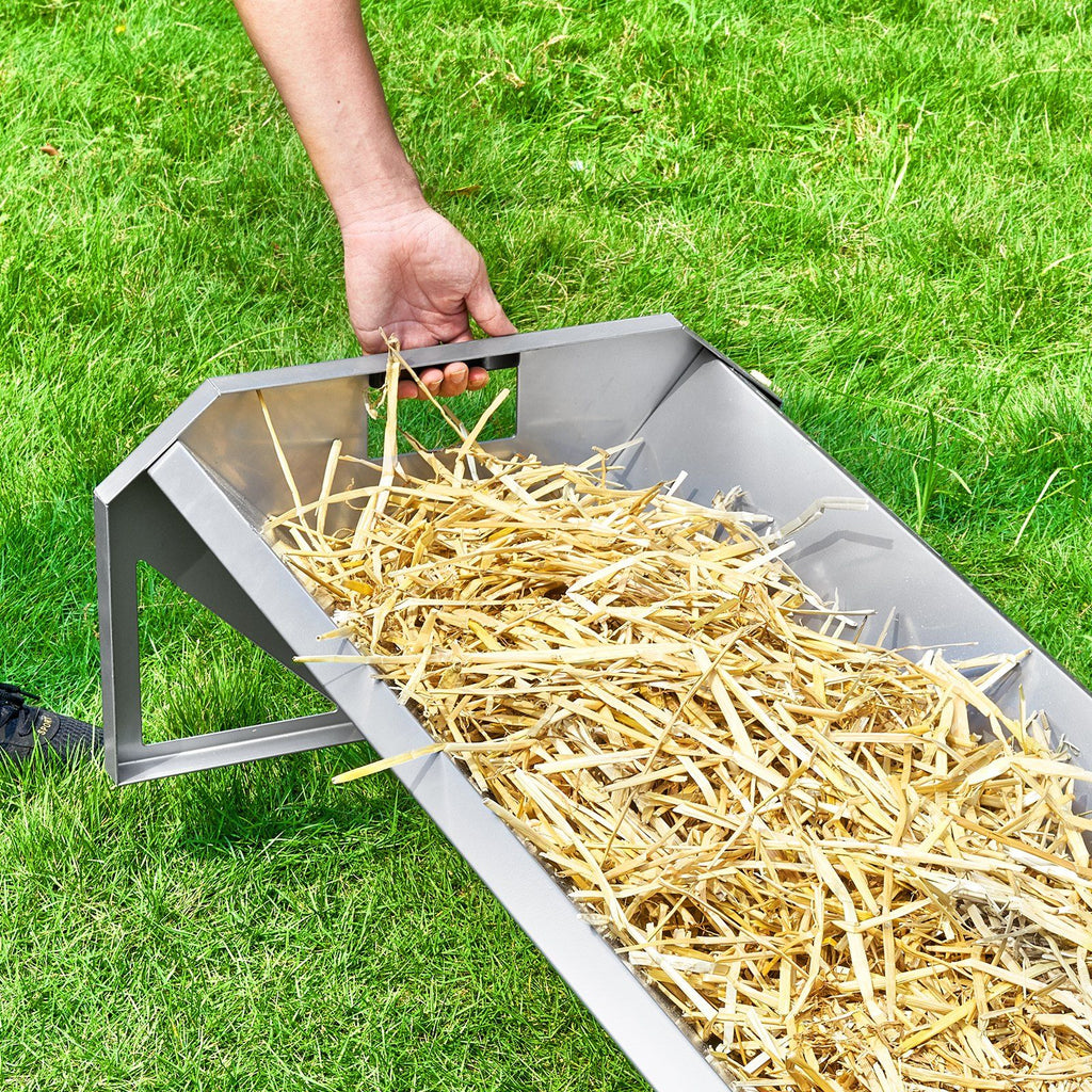 Livestock Feeding Trough, 22 Gallon Capacity, 45" Hay Feeder, Heavy Duty Steel Livestock Trough, Galvanized Steel Sheep Feeder Trough Feeding up to 10 Goats for Horse Sheep Hog Farm Sheds Pen