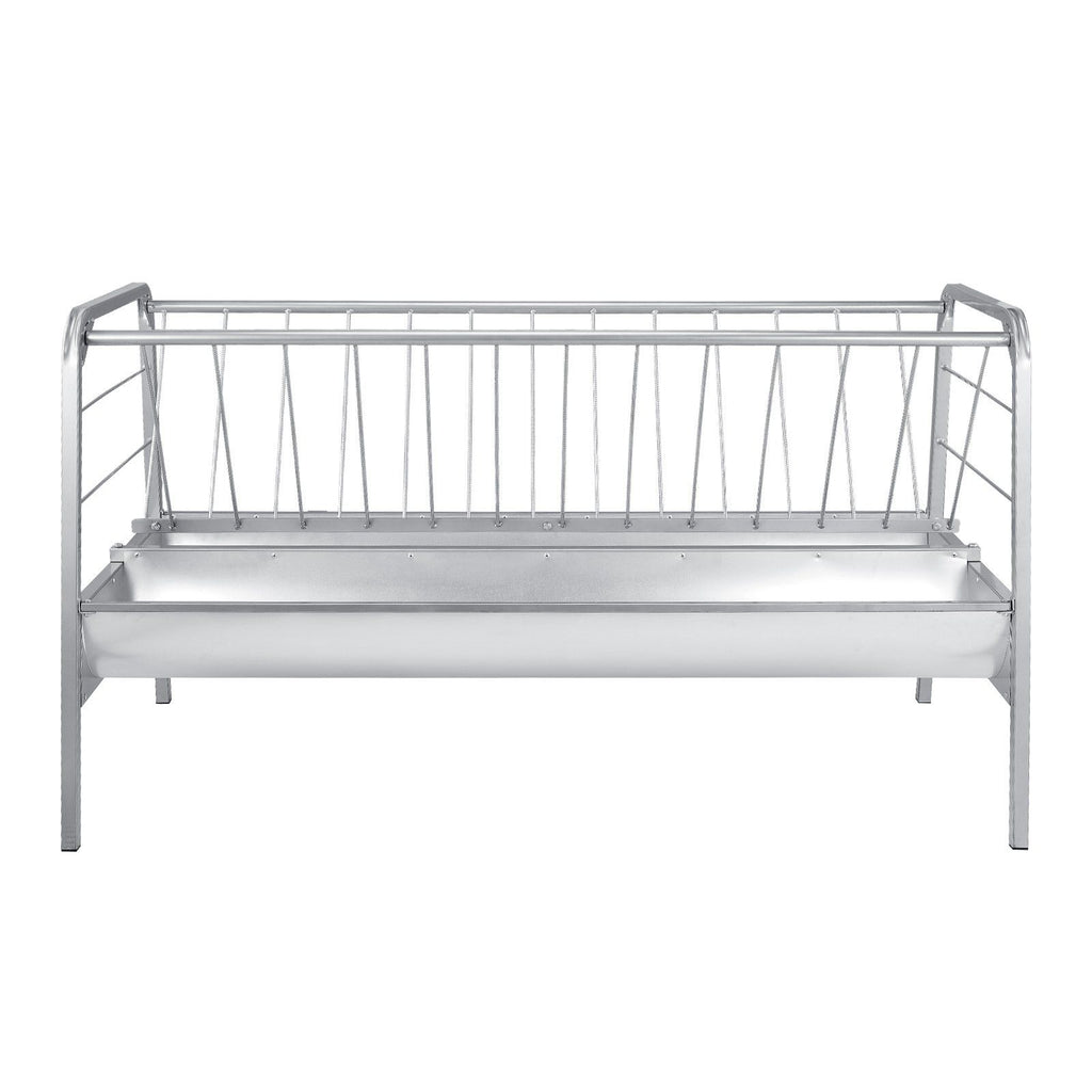 Livestock Hay Feeder, 2 in 1 Grain & Hay Feeder, 300L Capacity, 147 cm Long Goat Pasture Feeding with Deeper Feeding Pan, Heavy Duty Steel Grain Holder for Sheep Sheds, Farms, Horse Barns, Yards