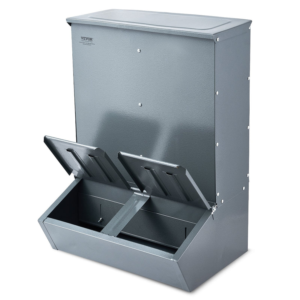 Hog Feeder 3.7 Bushel Metal Double Door Pig Feeder Feeding up to 8 Hogs