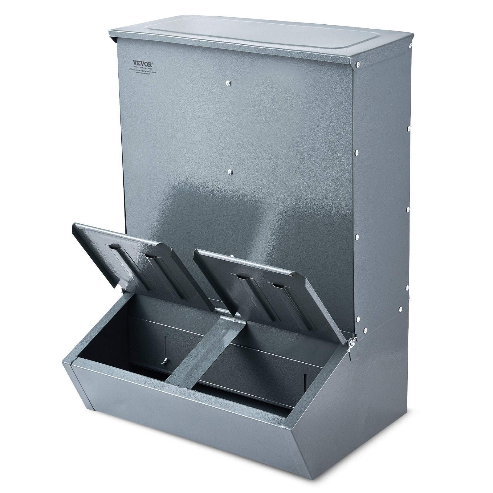 Hog Feeder 3.7 Bushel Metal Double Door Pig Feeder Feeding up to 8 Hogs