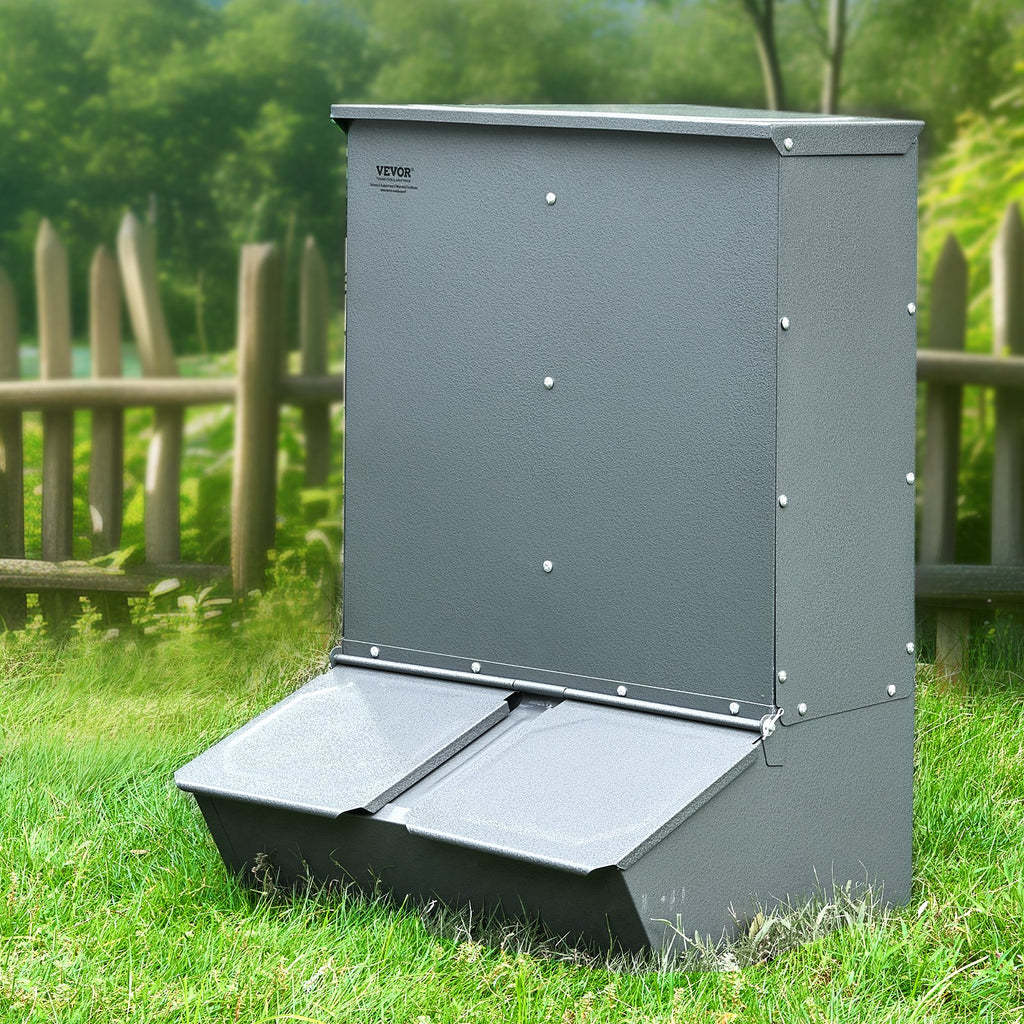 Hog Feeder 3.7 Bushel Metal Double Door Pig Feeder Feeding up to 8 Hogs