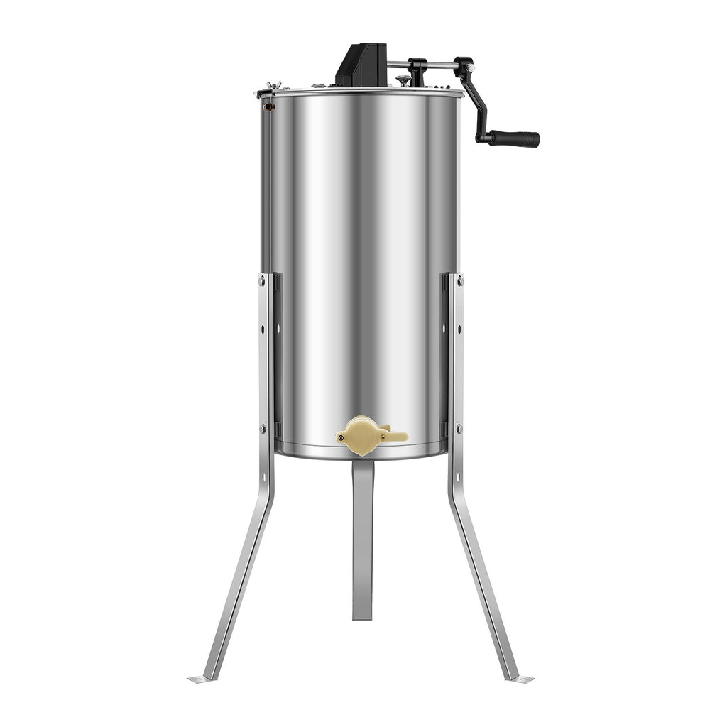 Honey Extractor, 2 Frame Manual Honey Spinner with Transparent Lid, Stainless Steel Honeycomb Drum Spinner with Height Adjustable Stand, Honeycomb Extraction Centrifuge Equipment for Beekeeping