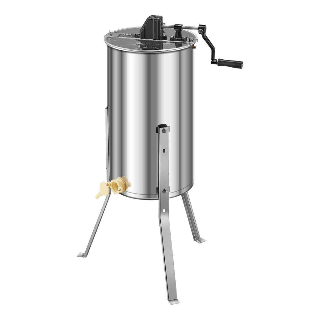 Honey Extractor, 2 Frame Manual Honey Spinner with Transparent Lid, Stainless Steel Honeycomb Drum Spinner with Height Adjustable Stand, Honeycomb Extraction Centrifuge Equipment for Beekeeping